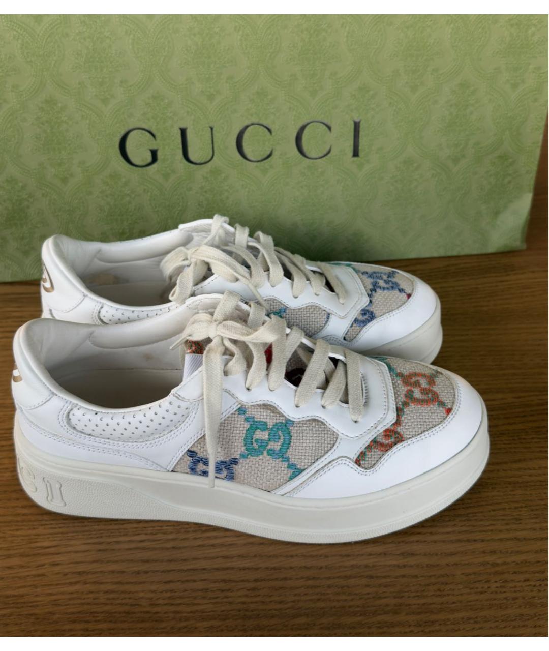 GUCCI Бежевые текстильные кеды, фото 6
