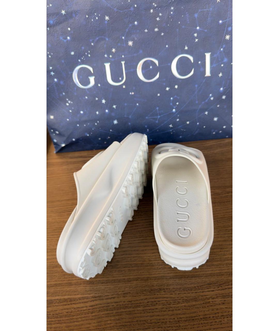 GUCCI Бежевые резиновые шлепанцы, фото 4