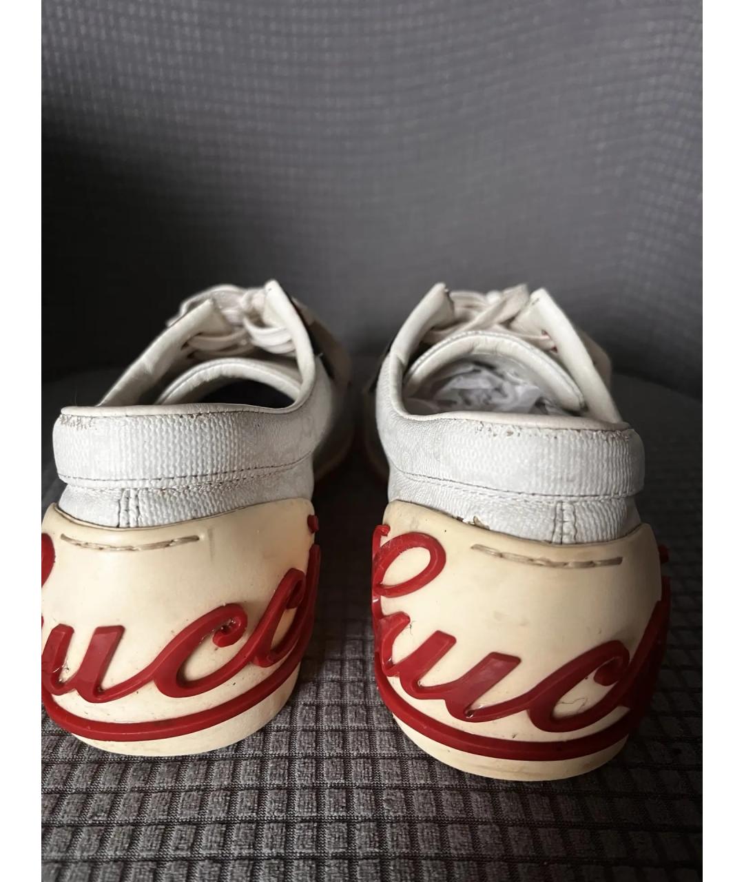 GUCCI Белые кожаные кеды, фото 4