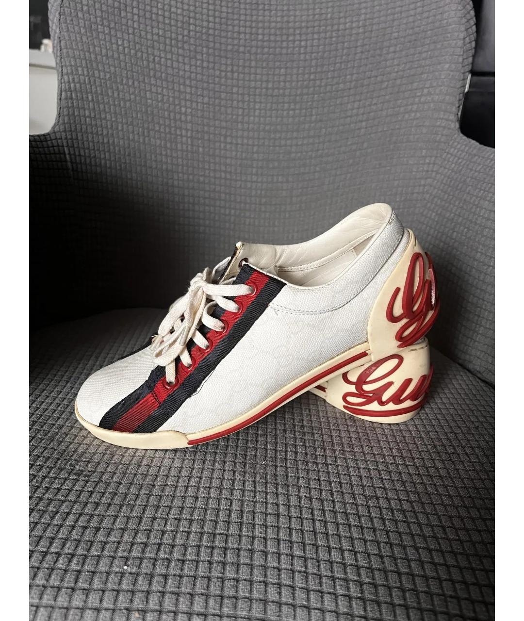 GUCCI Белые кожаные кеды, фото 6