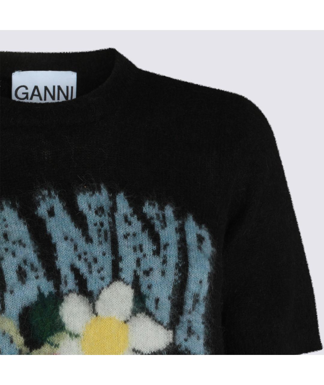 GANNI Черная хлопковая футболка, фото 3