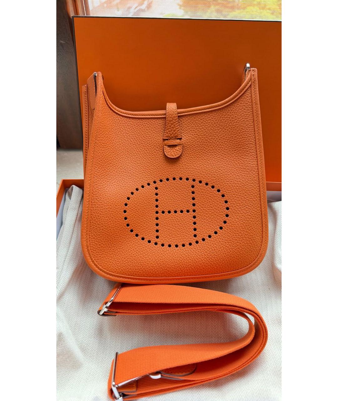 HERMES Оранжевая кожаная сумка через плечо, фото 2