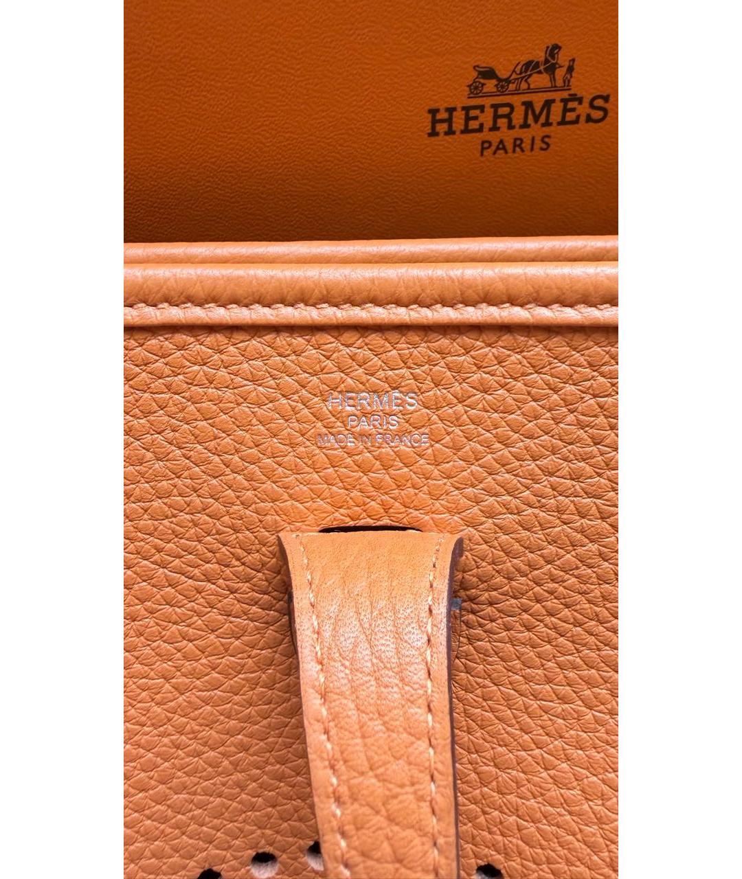 HERMES Оранжевая кожаная сумка через плечо, фото 5