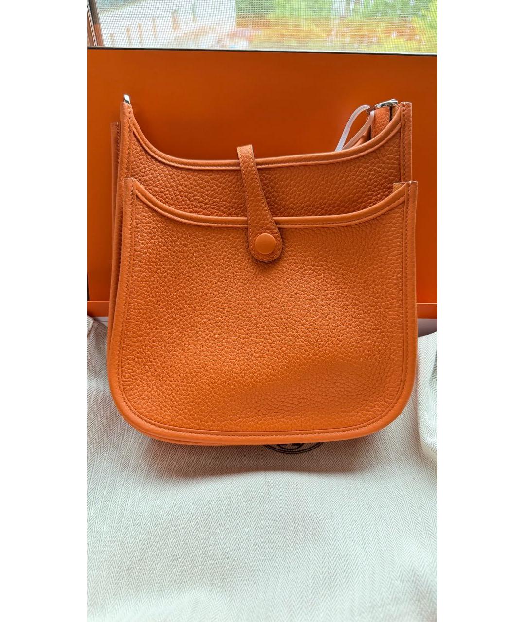 HERMES Оранжевая кожаная сумка через плечо, фото 3