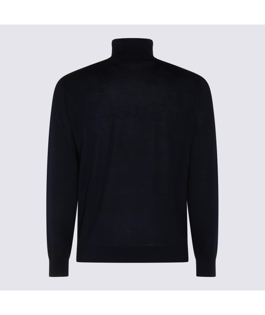 CANALI Темно-синий шерстяной джемпер / свитер, фото 2