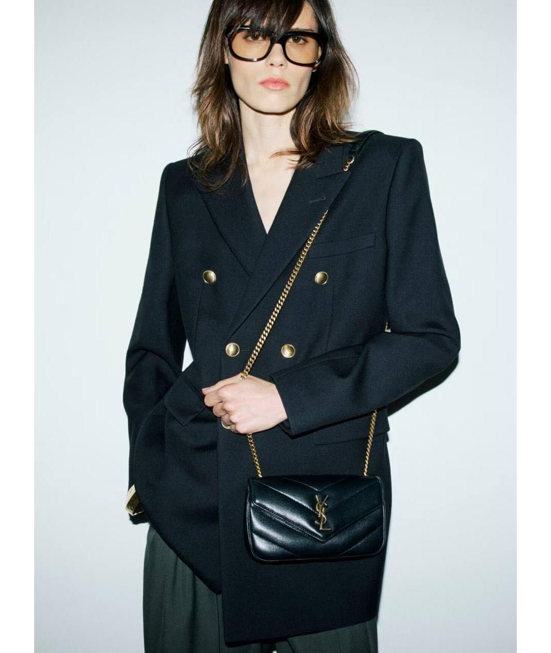 SAINT LAURENT Черная кожаная сумка через плечо, фото 3