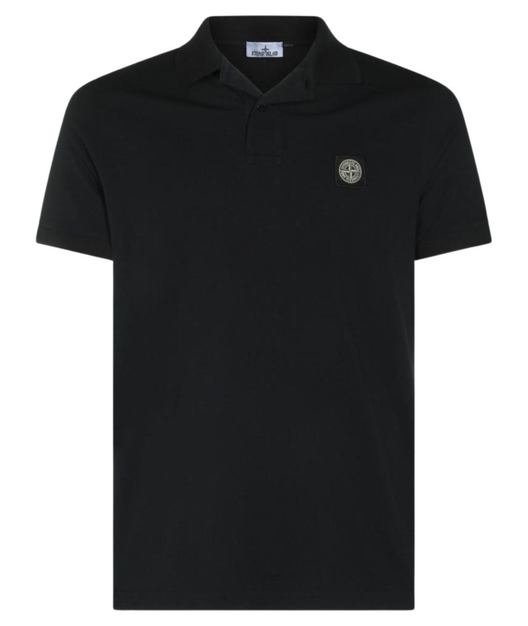 STONE ISLAND Темно-синее хлопковое поло с коротким рукавом, фото 1
