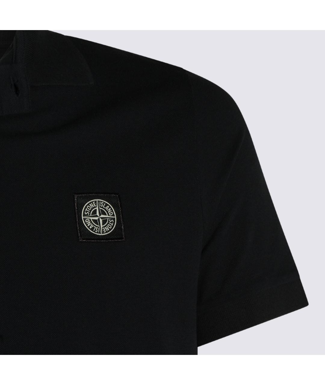 STONE ISLAND Темно-синее хлопковое поло с коротким рукавом, фото 3