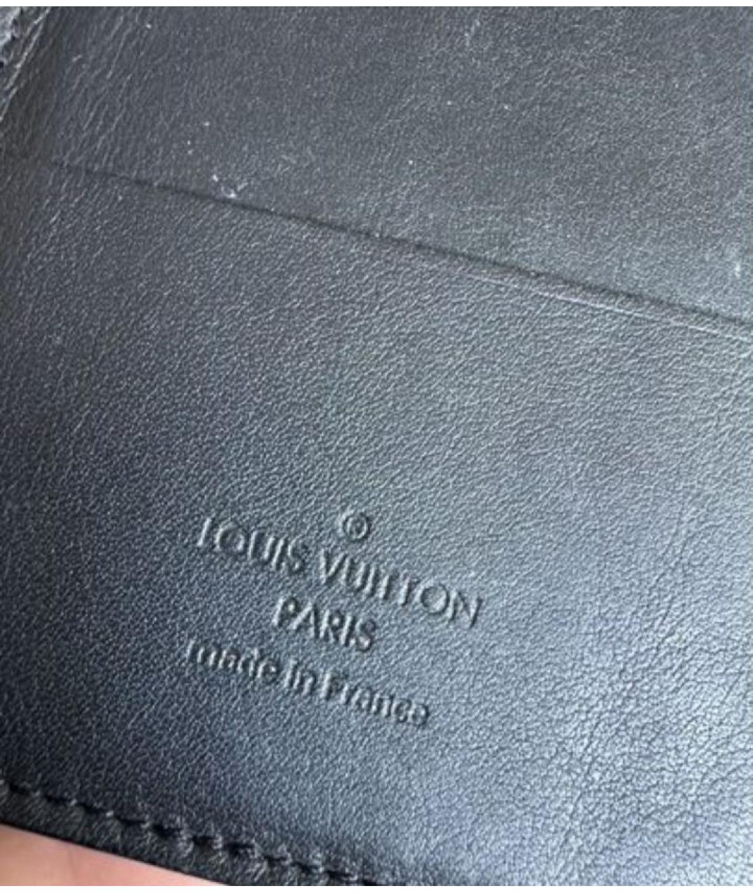 LOUIS VUITTON Черный кожаный кошелек, фото 3