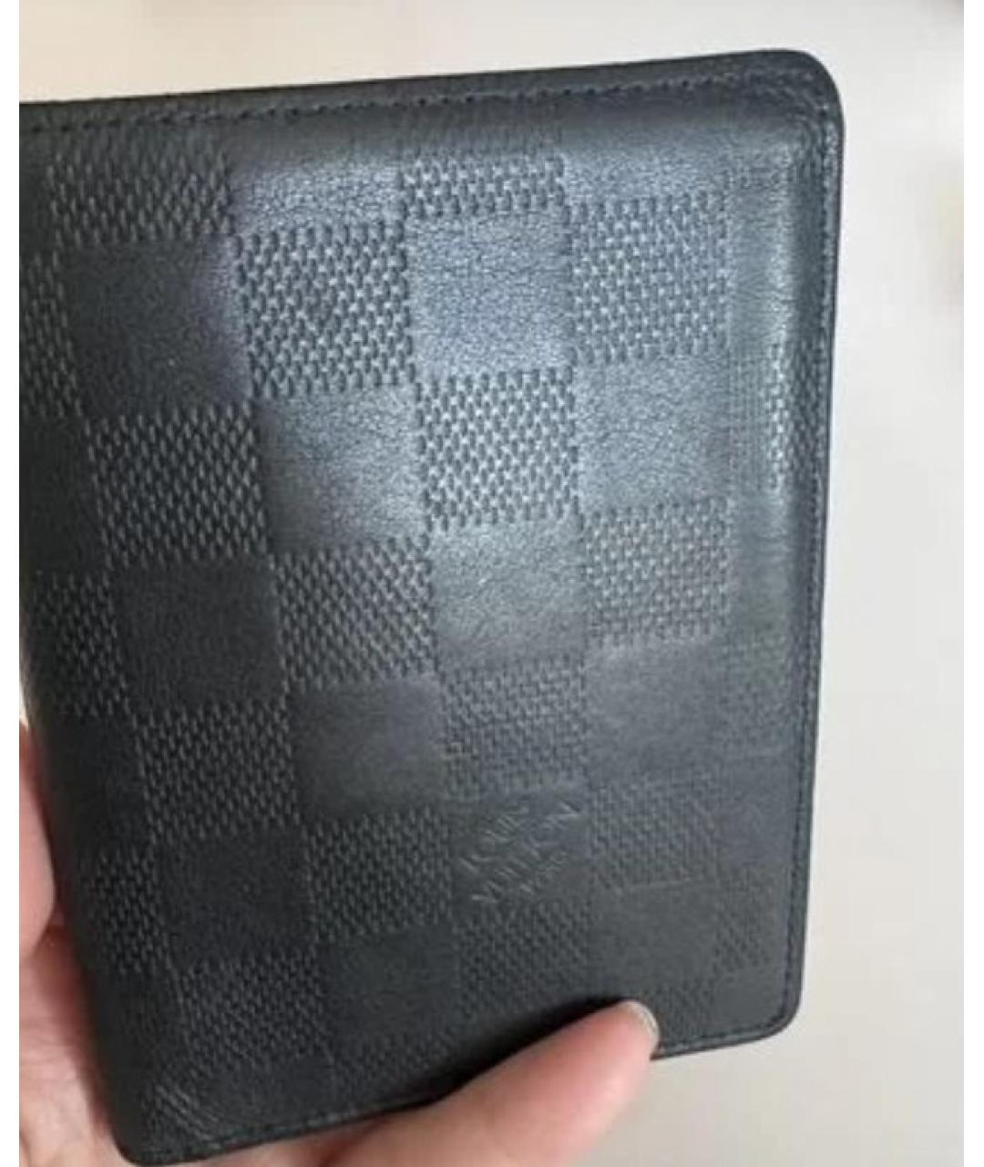 LOUIS VUITTON Черный кожаный кошелек, фото 2