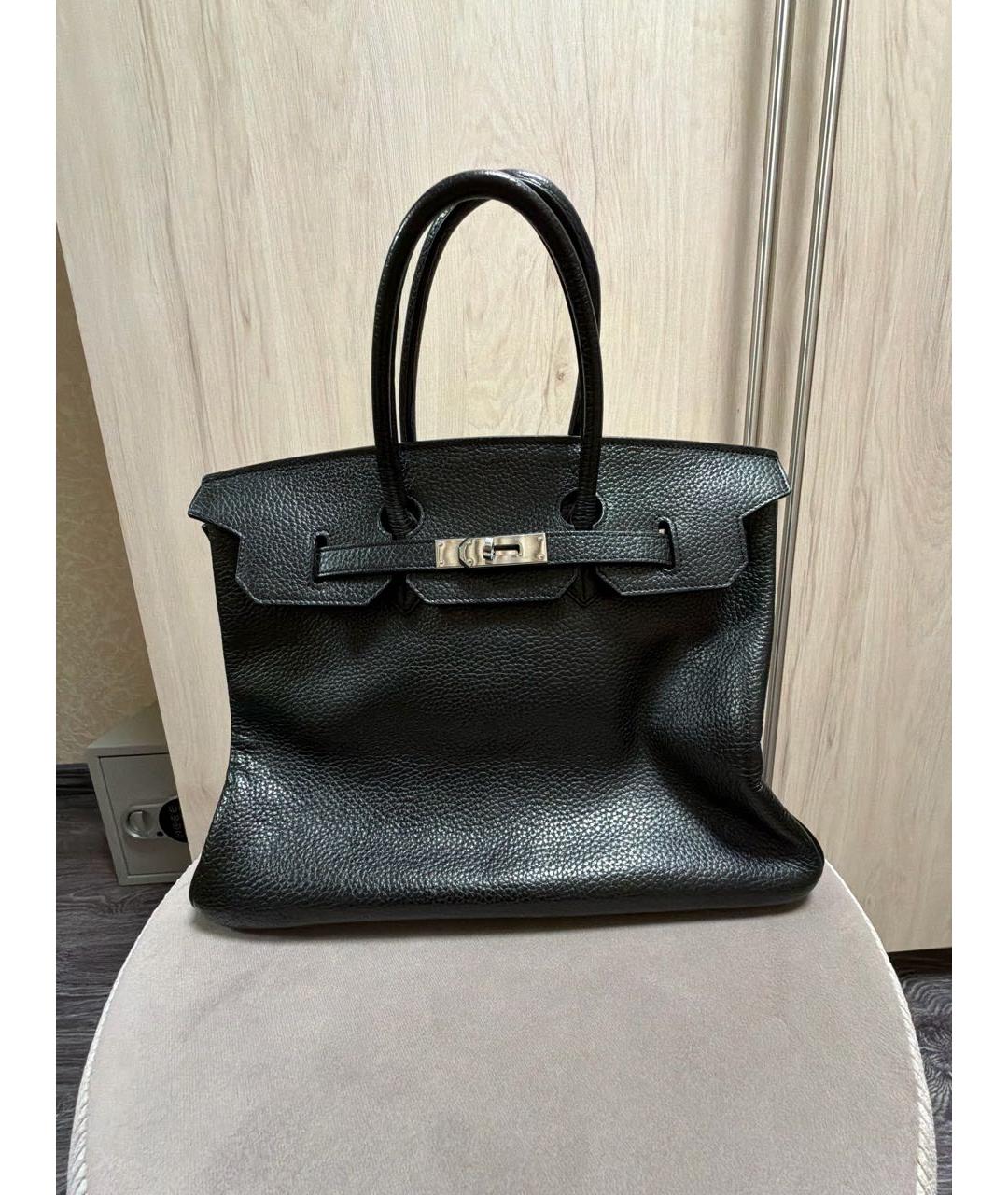 HERMES Черная кожаная сумка с короткими ручками, фото 8