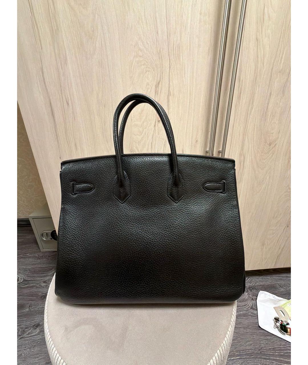 HERMES Черная кожаная сумка с короткими ручками, фото 3