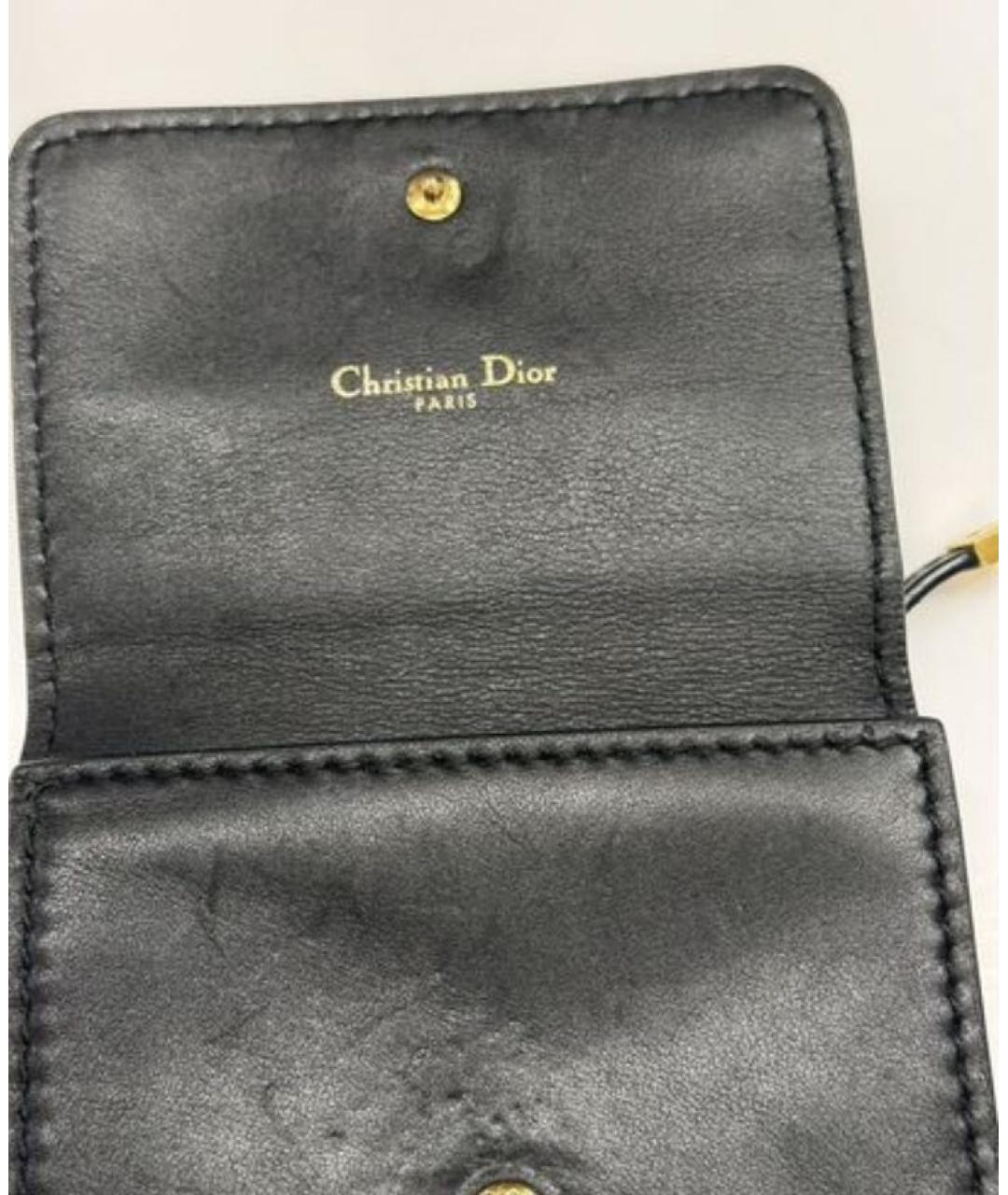 CHRISTIAN DIOR Черный кожаный кошелек, фото 4