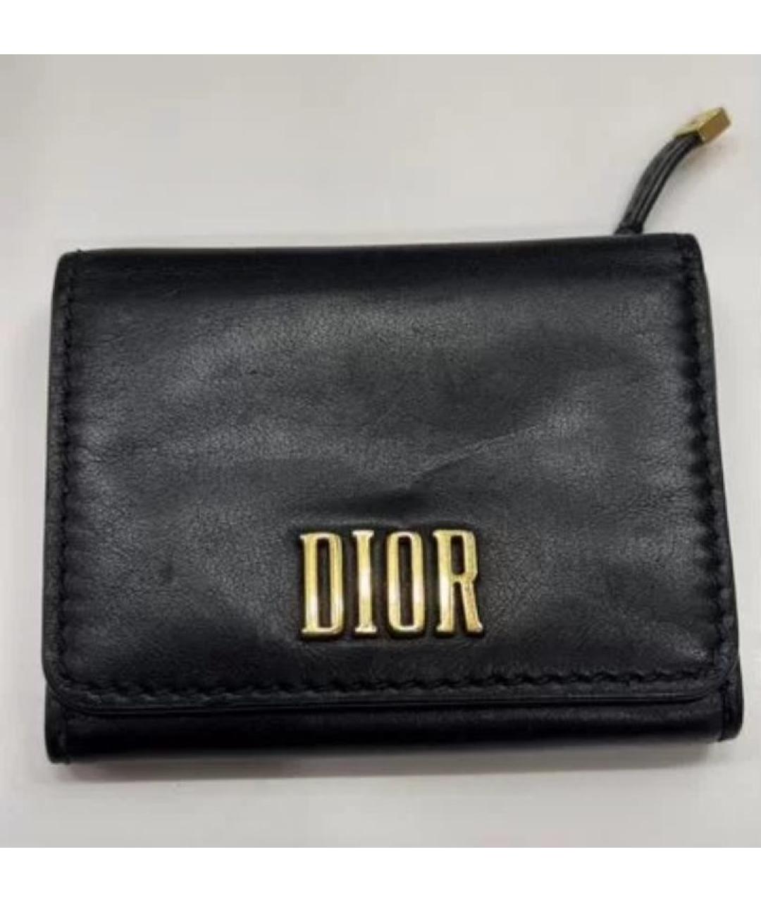 CHRISTIAN DIOR Черный кожаный кошелек, фото 3