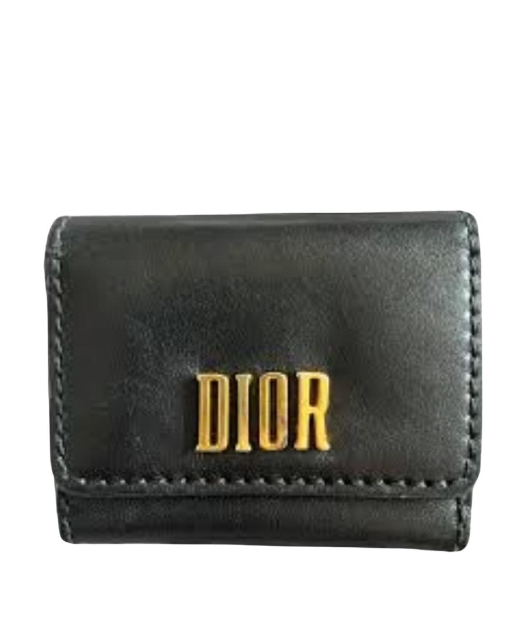 CHRISTIAN DIOR Черный кожаный кошелек, фото 1