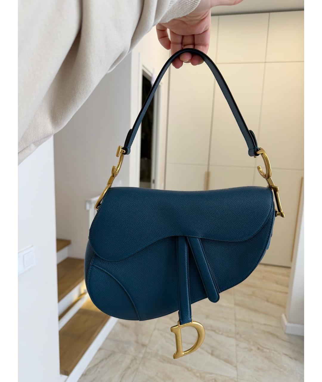 CHRISTIAN DIOR Темно-синяя кожаная сумка с короткими ручками, фото 6