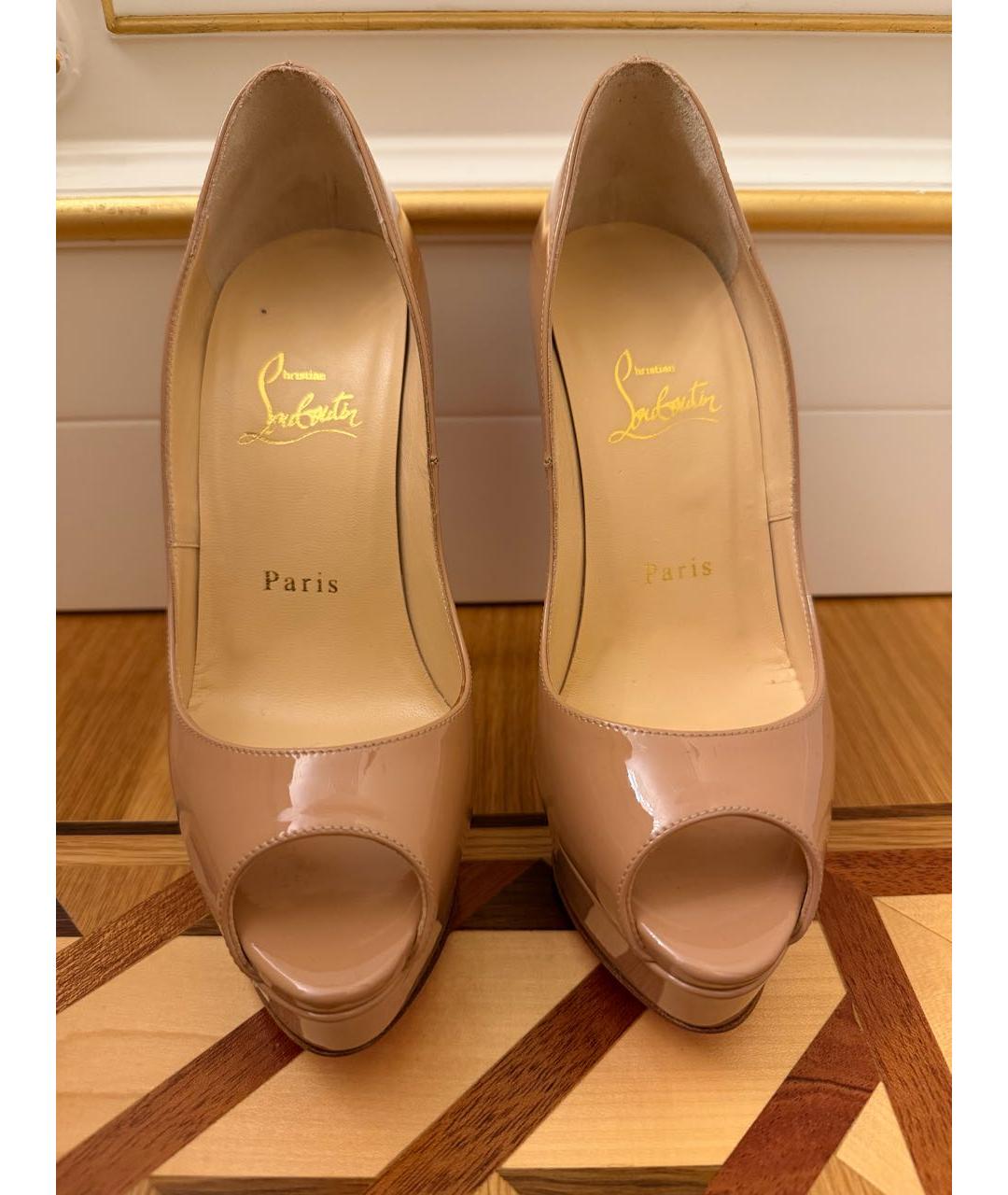 CHRISTIAN LOUBOUTIN Бежевые кожаные туфли, фото 3