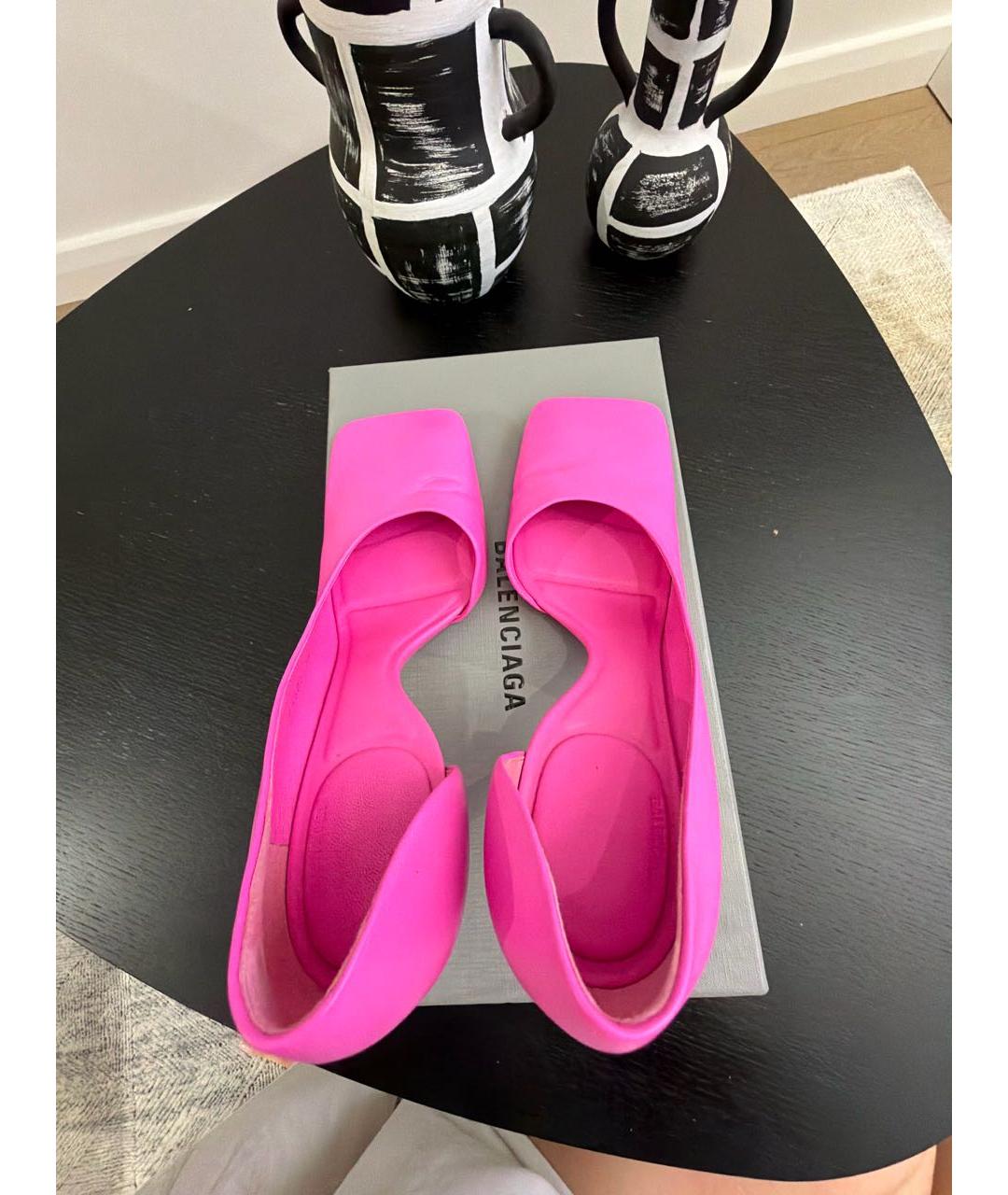 BALENCIAGA Розовые кожаные туфли, фото 3