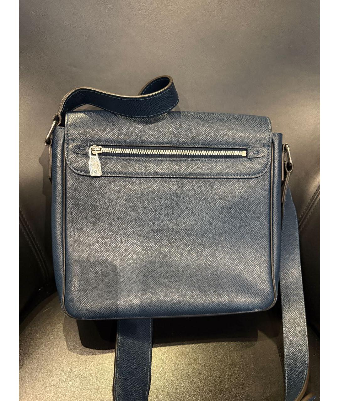 LOUIS VUITTON Темно-синяя кожаная сумка на плечо, фото 3