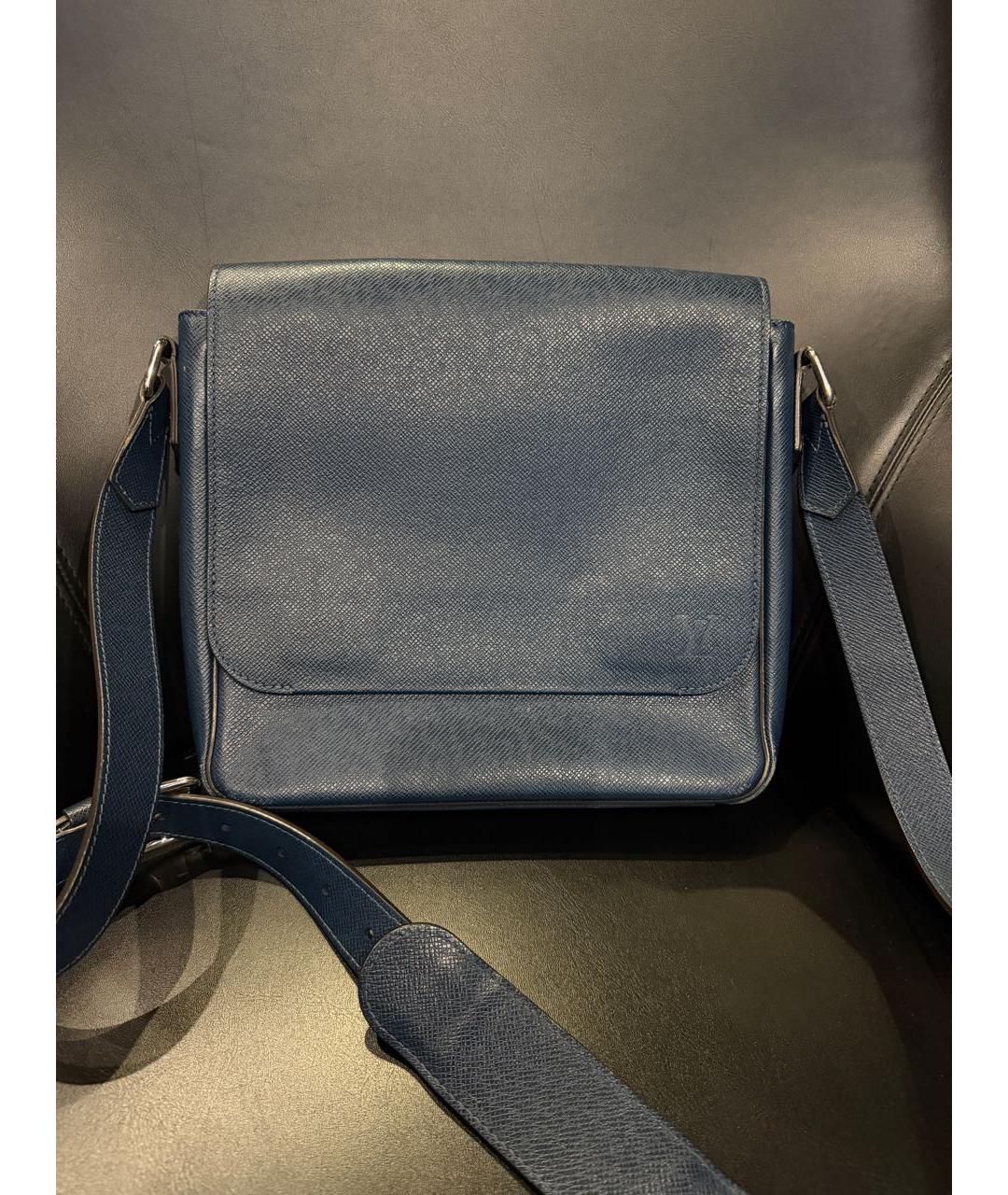 LOUIS VUITTON Темно-синяя кожаная сумка на плечо, фото 7