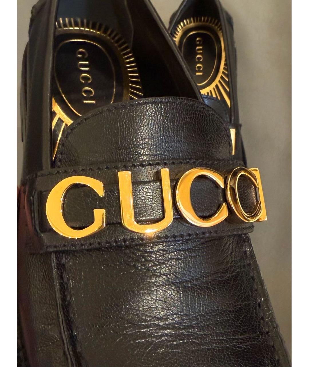 GUCCI Черные кожаные лоферы, фото 5