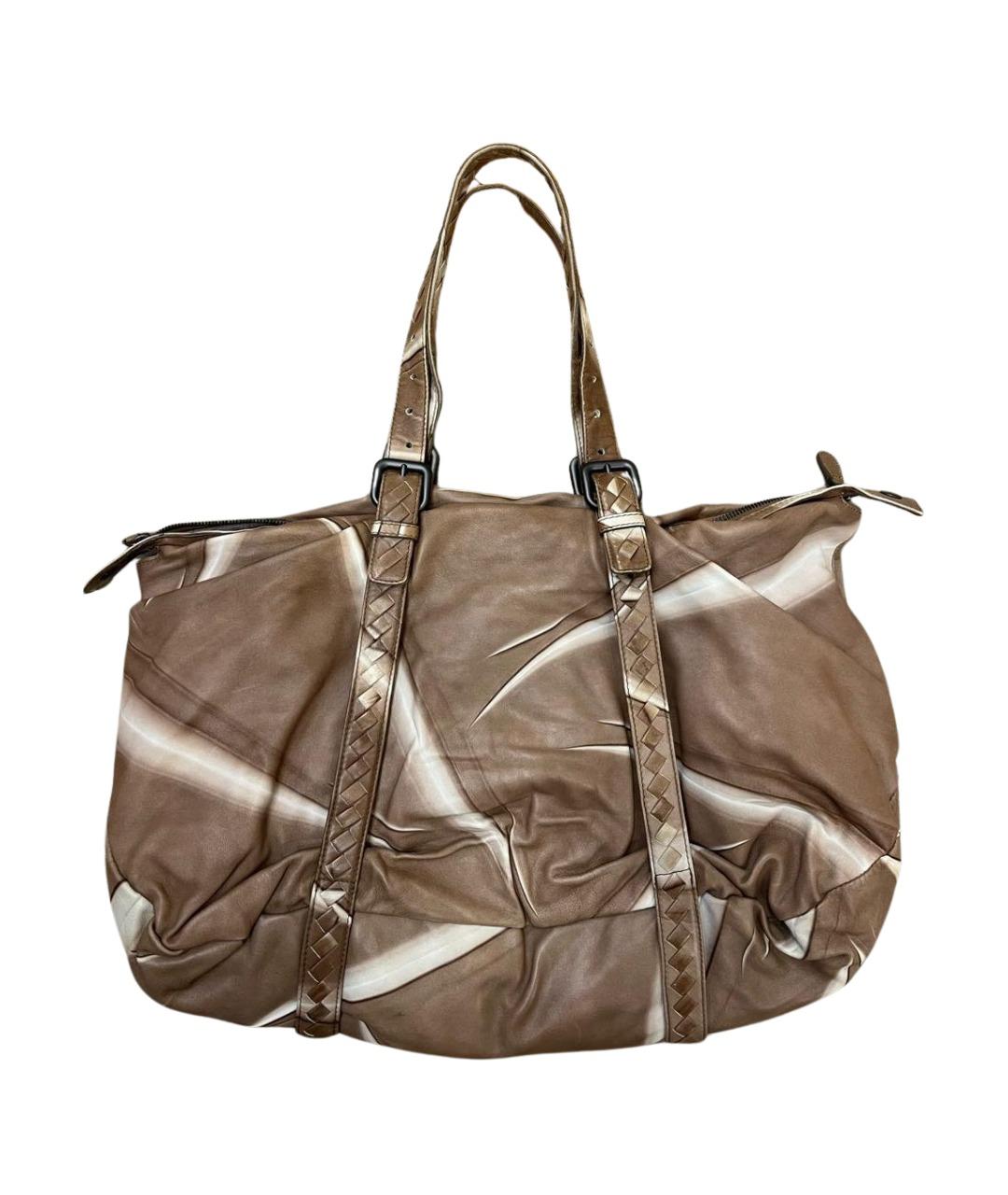 BOTTEGA VENETA Бежевая кожаная сумка тоут, фото 1