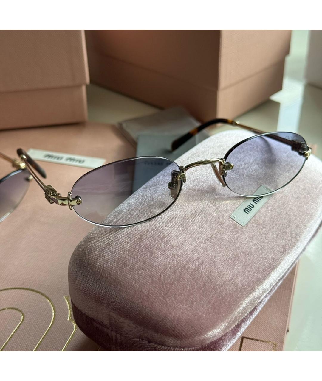 MIU MIU Голубые металлические солнцезащитные очки, фото 2