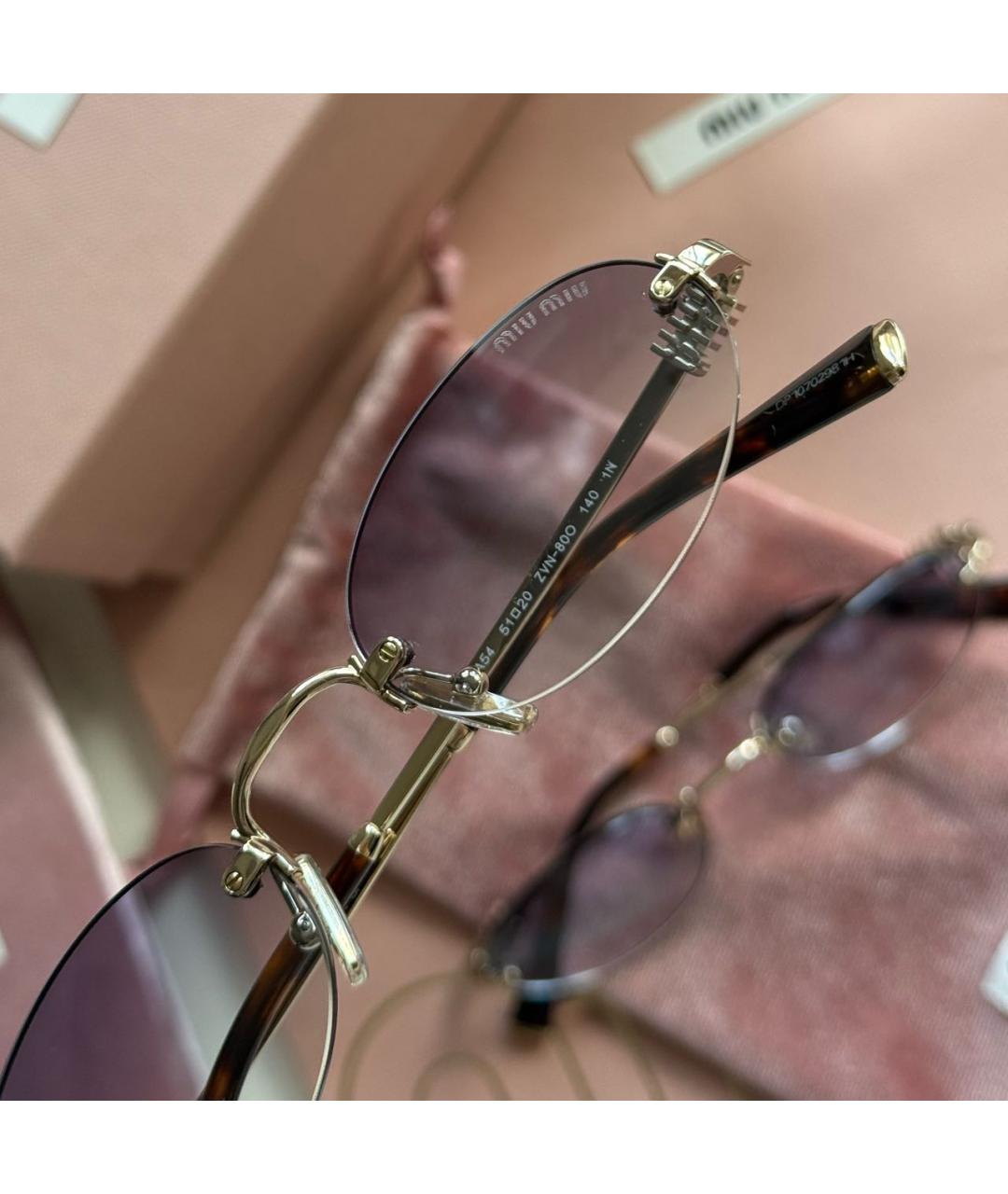 MIU MIU Голубые металлические солнцезащитные очки, фото 4
