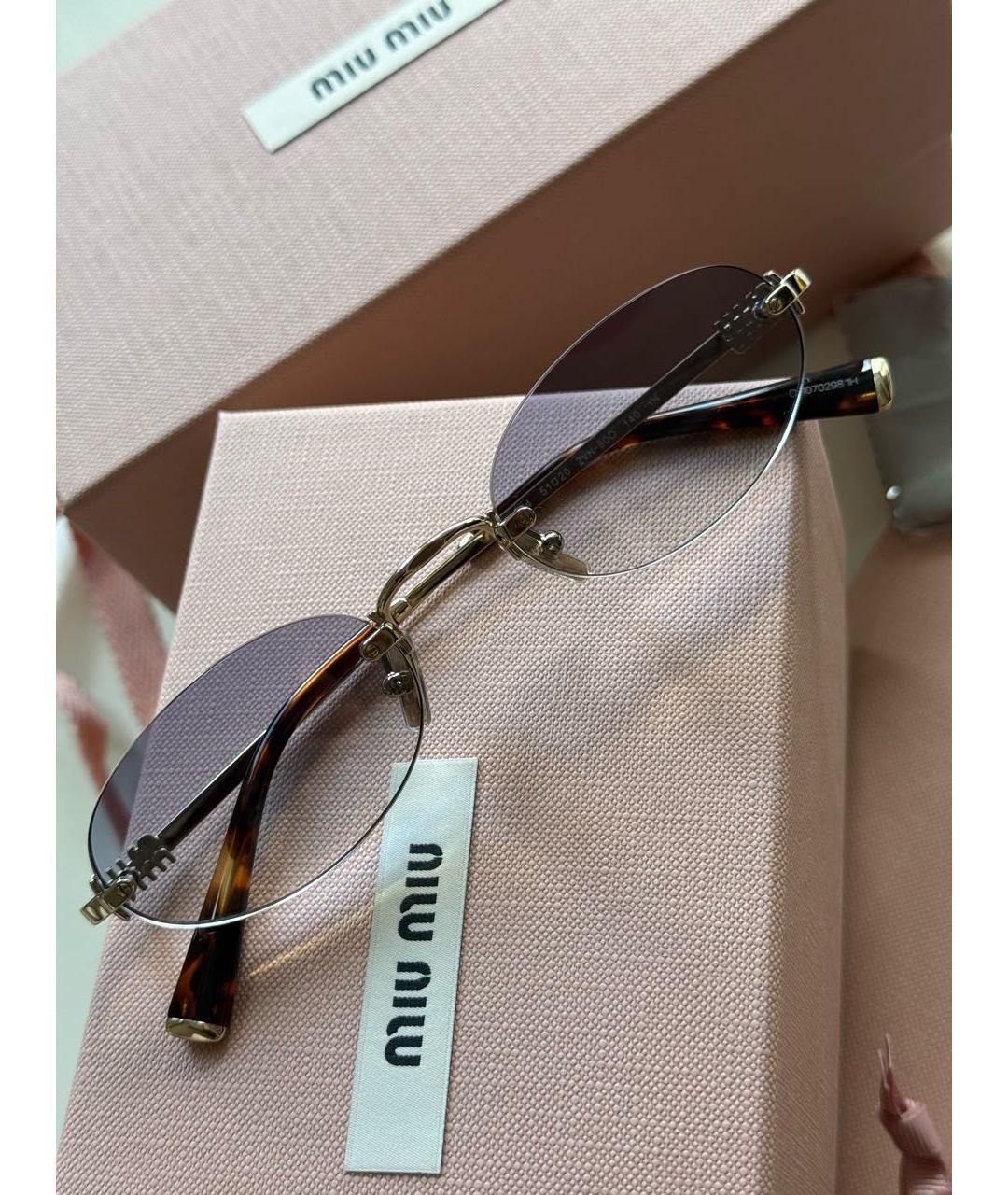 MIU MIU Голубые металлические солнцезащитные очки, фото 3