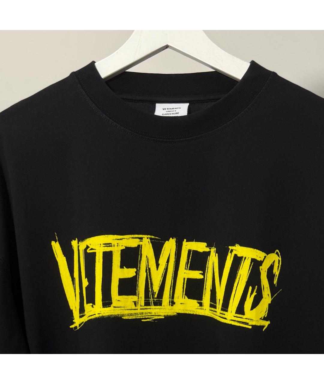 VETEMENTS Черная хлопковая футболка, фото 3