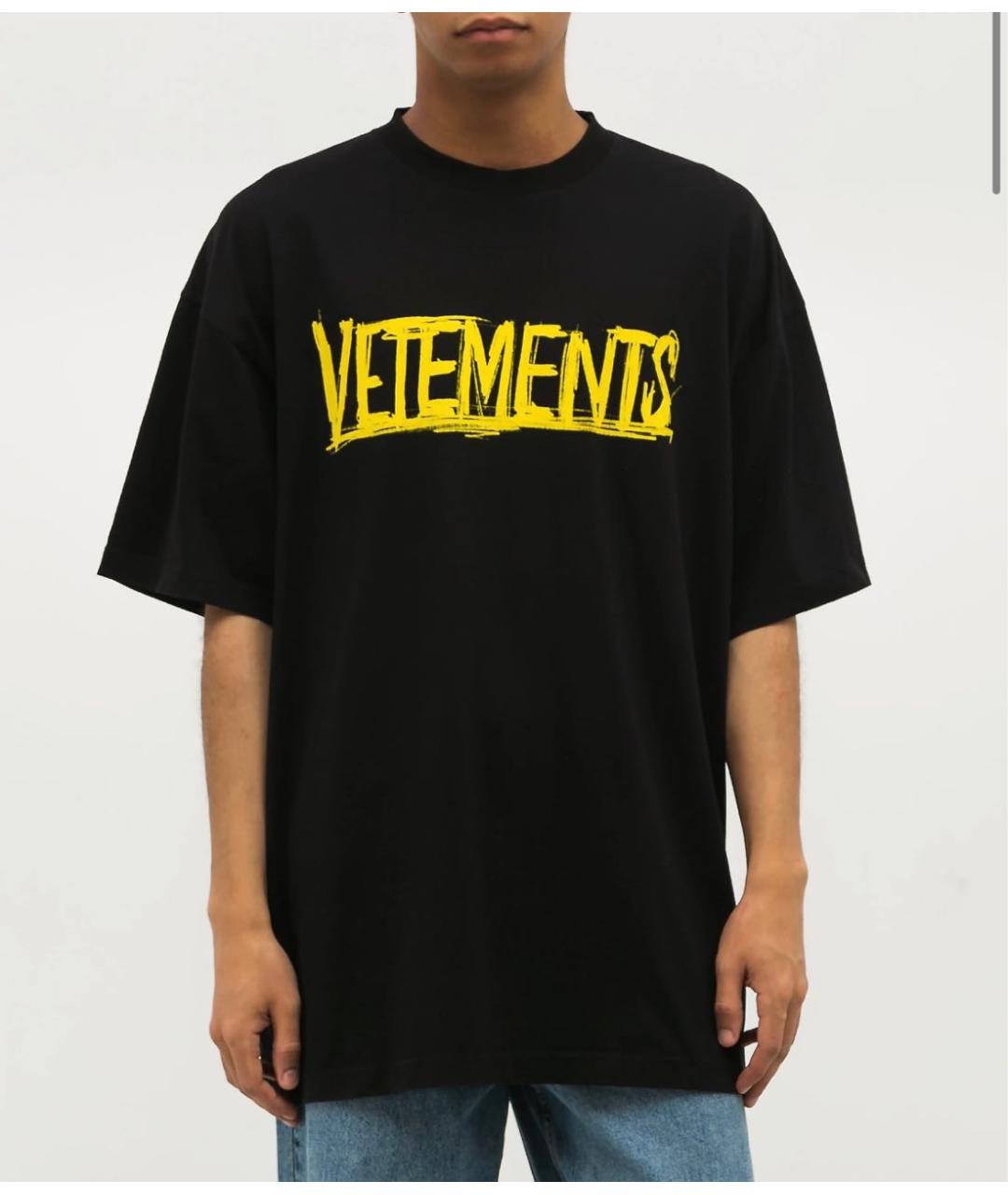 VETEMENTS Черная хлопковая футболка, фото 5