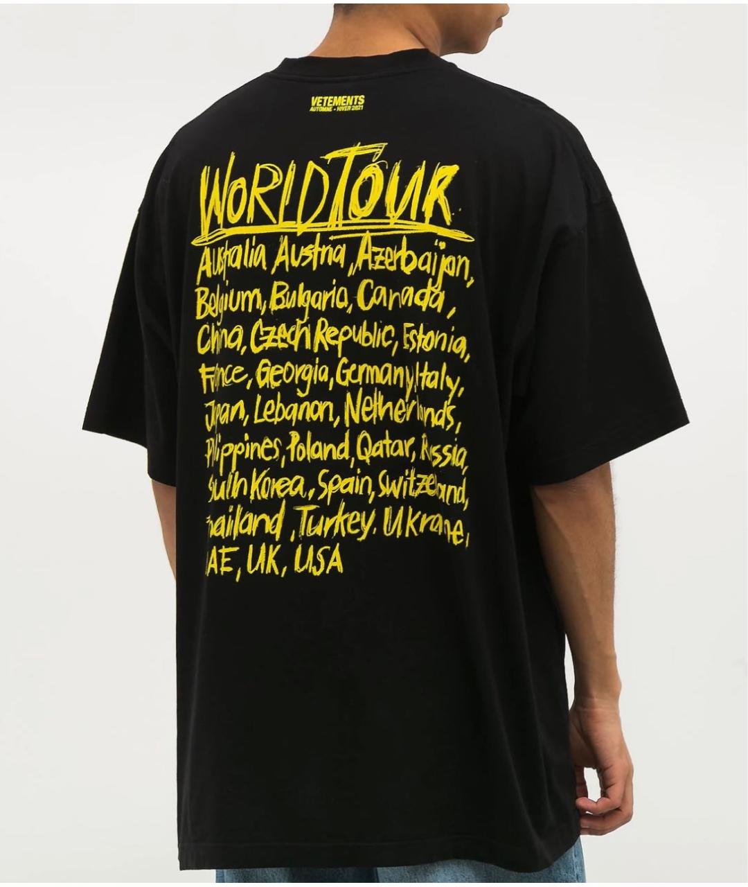 VETEMENTS Черная хлопковая футболка, фото 2