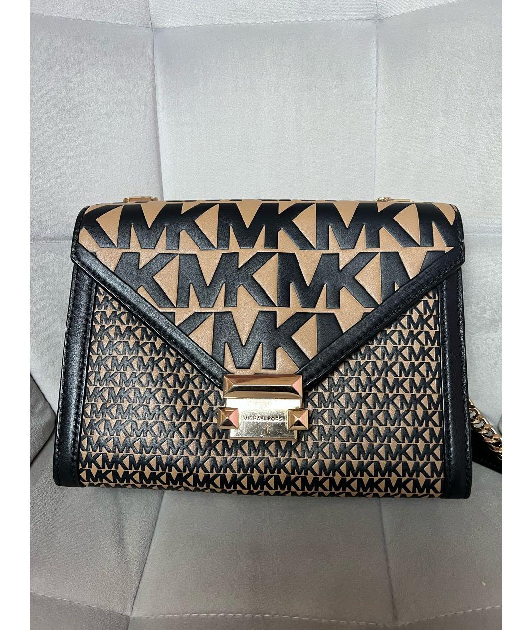 MICHAEL KORS Бежевая кожаная сумка через плечо, фото 7