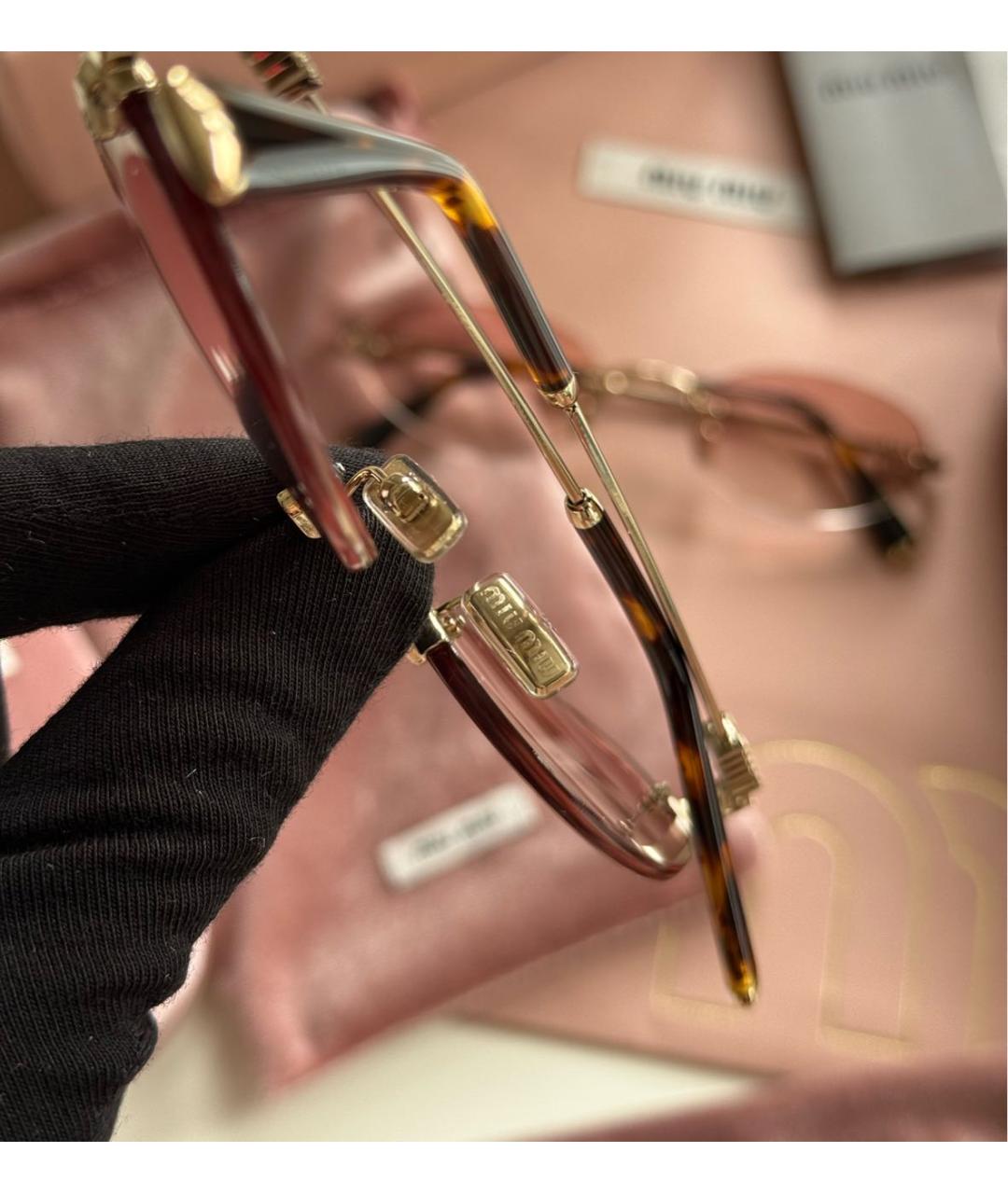 MIU MIU Розовые металлические солнцезащитные очки, фото 5