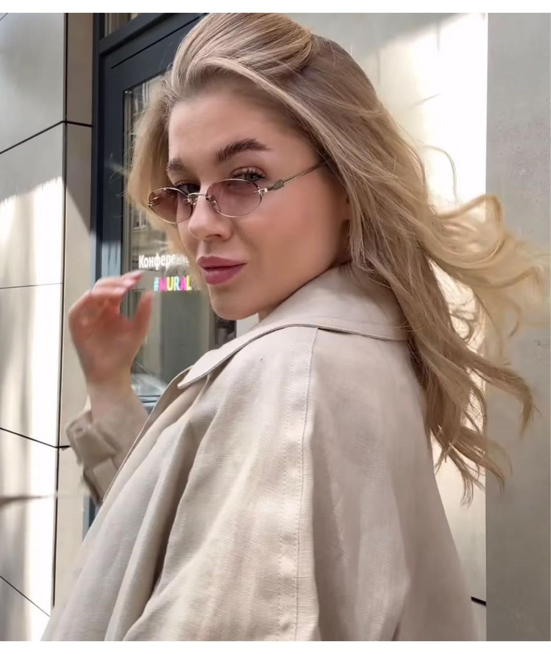 MIU MIU Розовые металлические солнцезащитные очки, фото 7