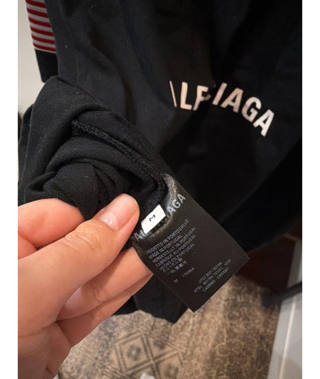 BALENCIAGA Черная хлопковая футболка, фото 3