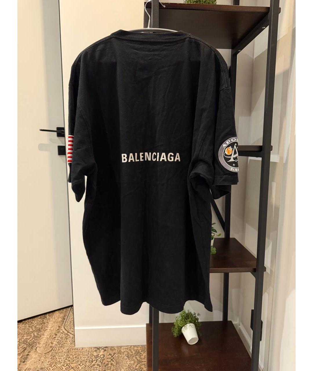 BALENCIAGA Черная хлопковая футболка, фото 2