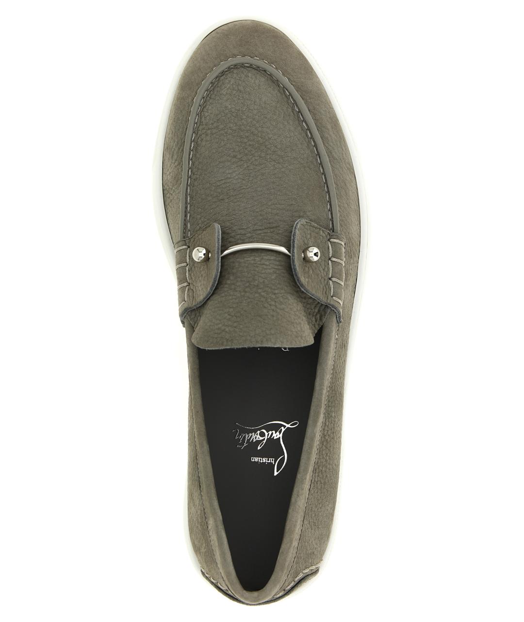 CHRISTIAN LOUBOUTIN Серые кожаные лоферы, фото 4