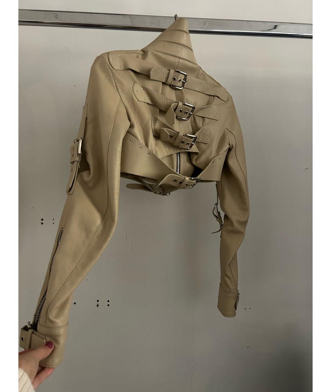 DOLCE&GABBANA Бежевая кожаная куртка, фото 2