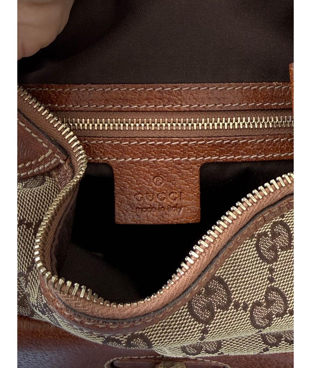 GUCCI Коричневая кожаная сумка тоут, фото 6