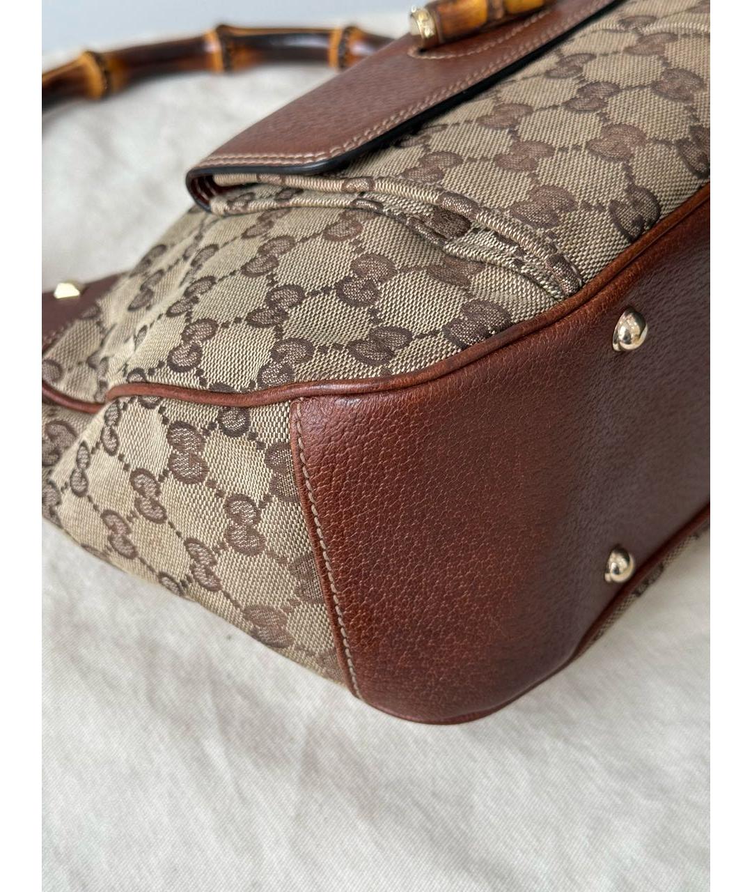 GUCCI Коричневая кожаная сумка тоут, фото 5