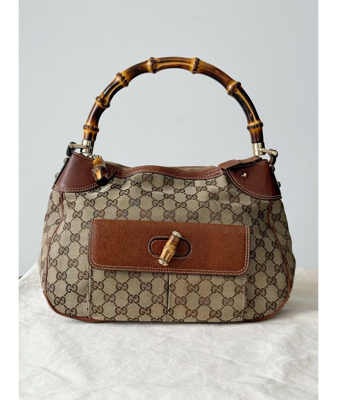 GUCCI Коричневая кожаная сумка тоут, фото 9