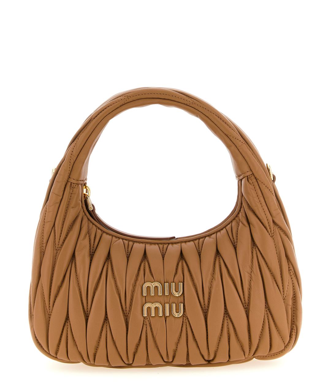 MIU MIU Бежевая кожаная сумка через плечо, фото 1