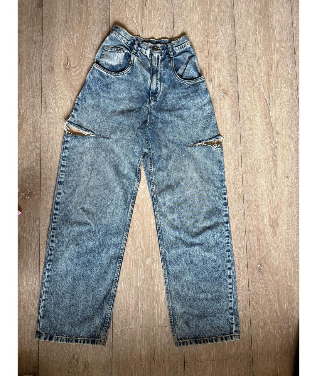 MAISON MARGIELA Синие хлопковые прямые джинсы, фото 5