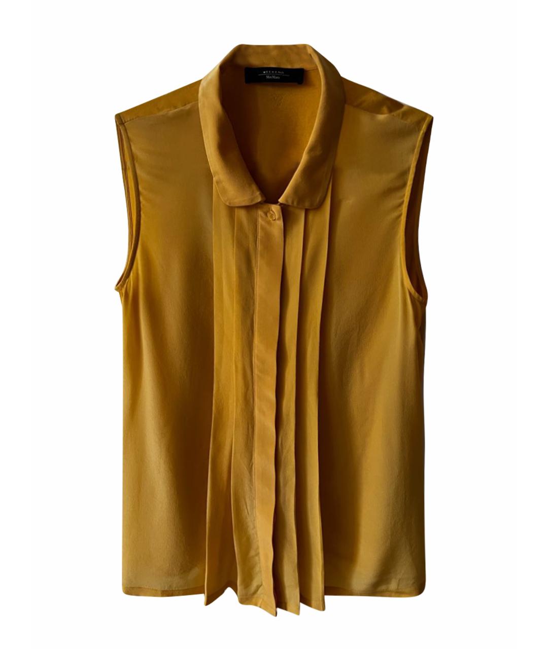 'S MAX MARA Горчичная шелковая блузы, фото 1