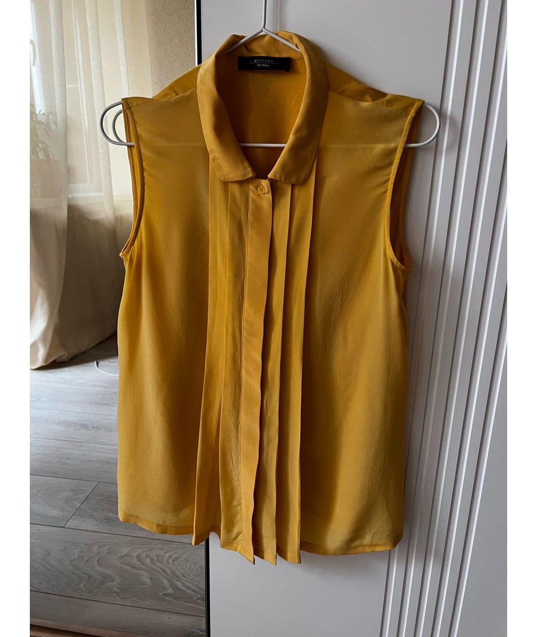 'S MAX MARA Горчичная шелковая блузы, фото 8