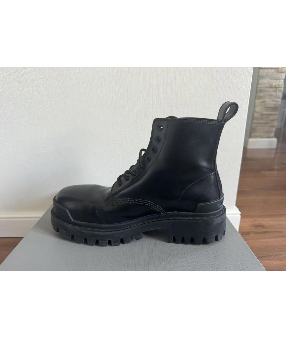 BALENCIAGA Черные кожаные низкие ботинки, фото 4
