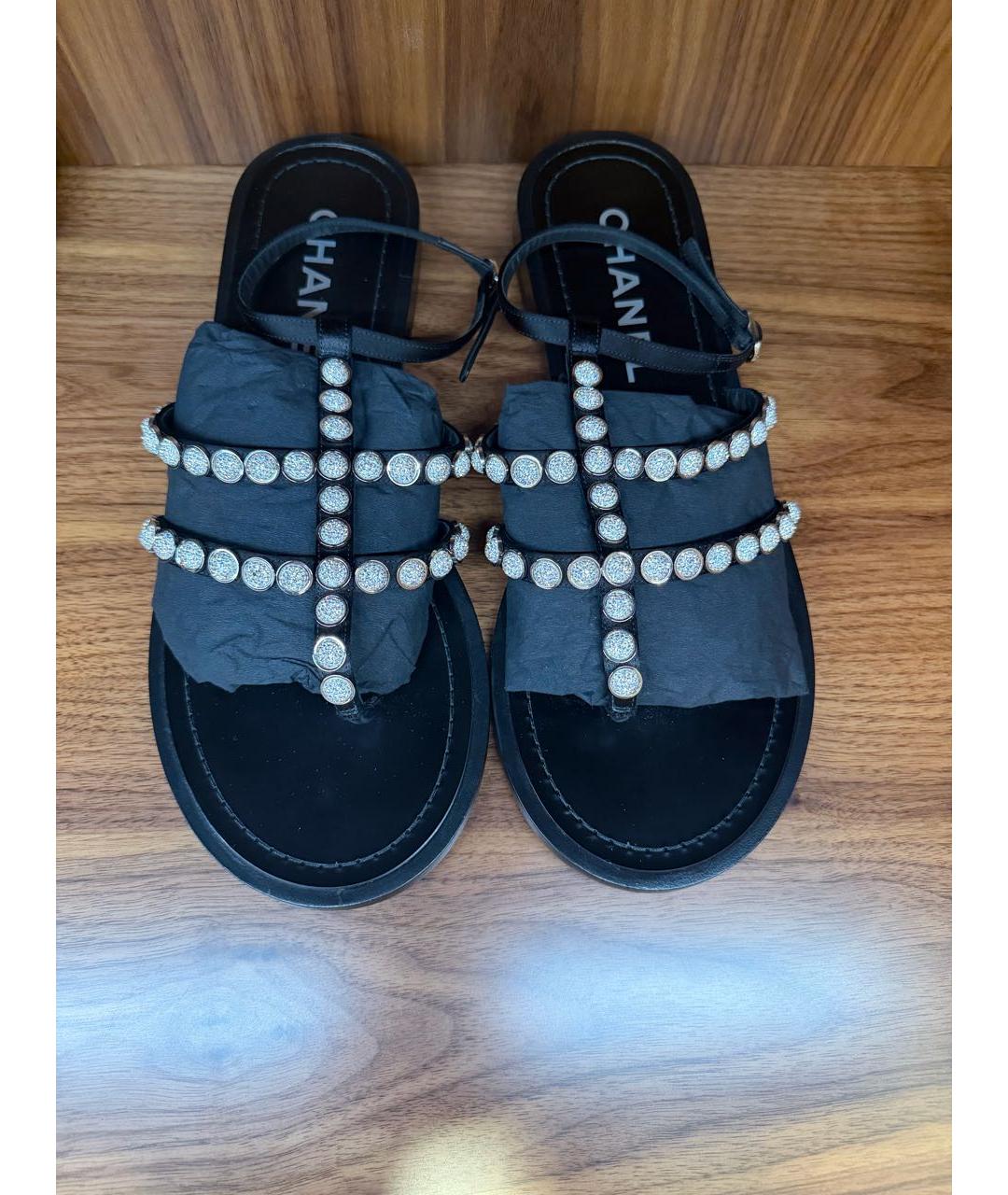 CHANEL Черные текстильные сандалии, фото 3