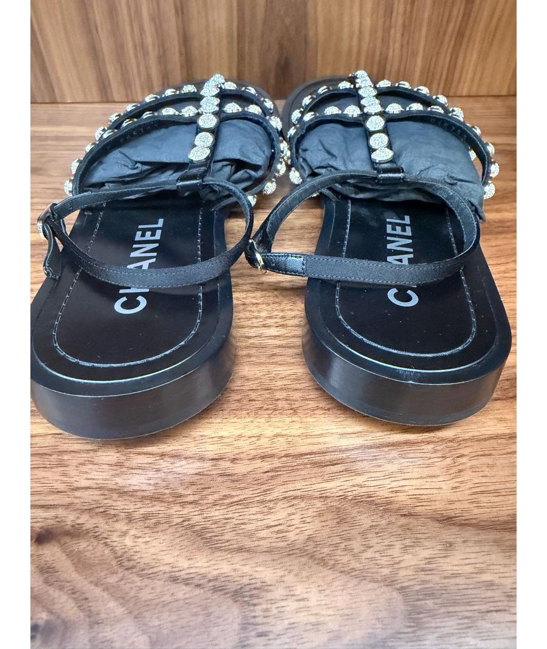 CHANEL Черные текстильные сандалии, фото 4