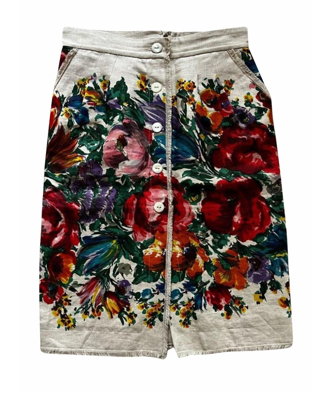 DOLCE&GABBANA Мульти льняная юбка миди, фото 1